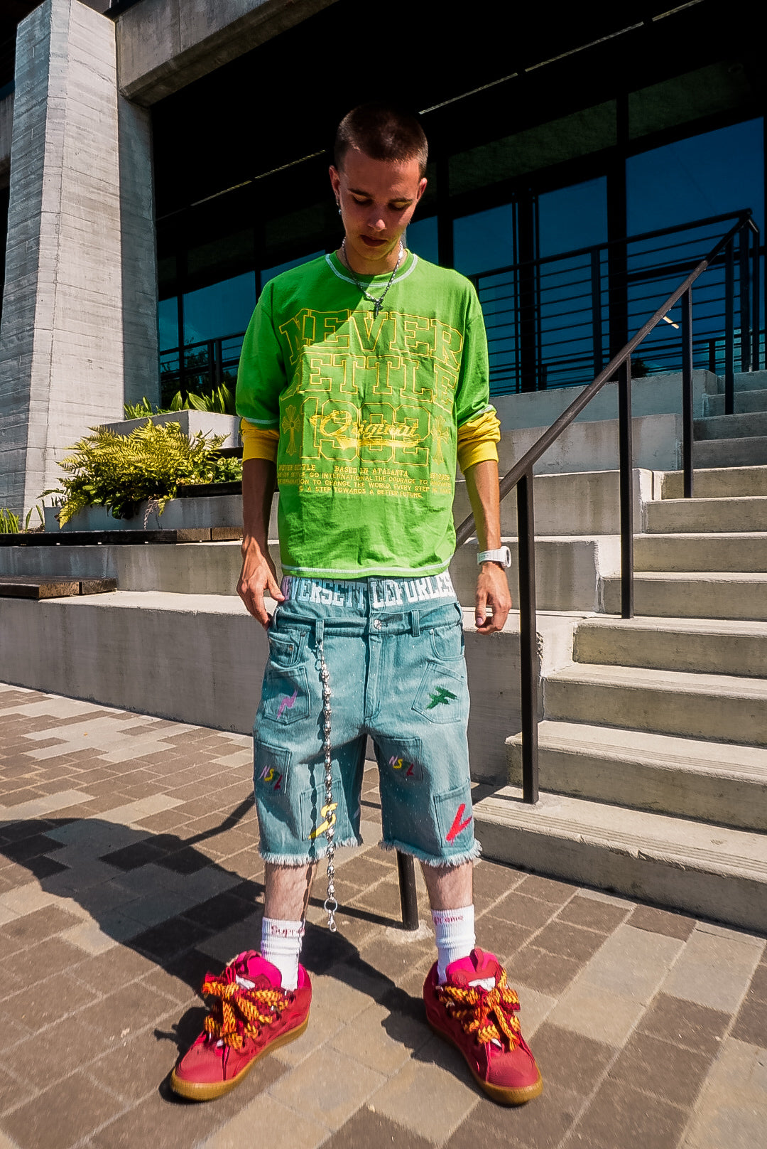 Never Settle Double Waisted Jorts