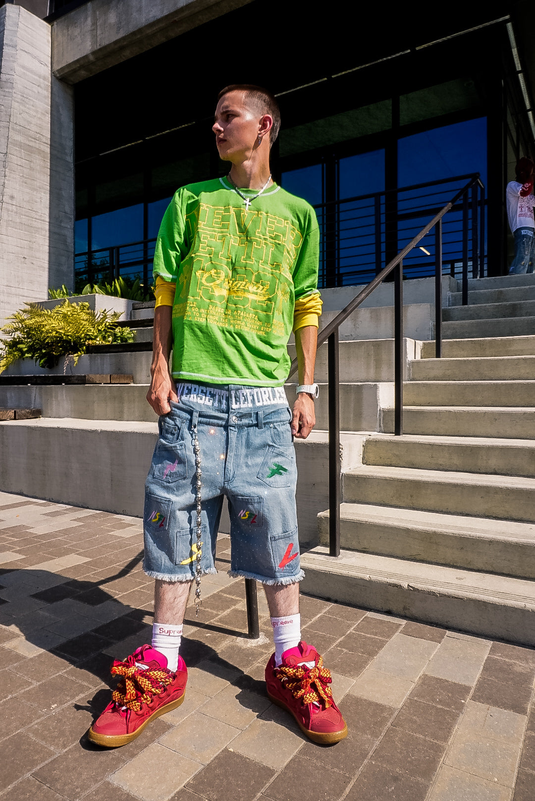 Never Settle Double Waisted Jorts
